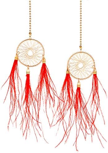 JOUDOO Handmade Dream Catcher Car Rear View Mirror Pendant Charm Home Accessories GJ014 (red)