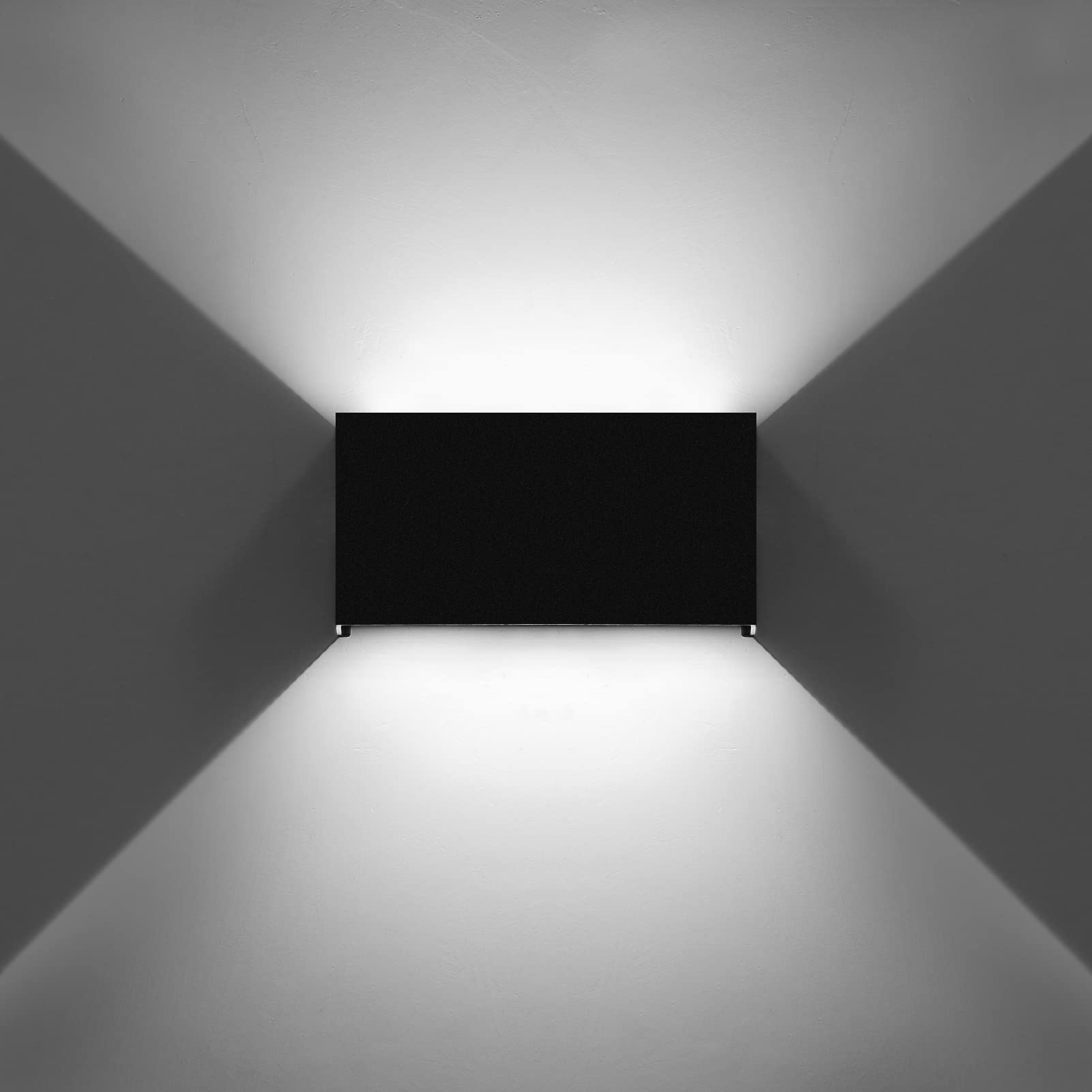 KAWELL 12W Modern Wall Light LED Wall Lamp Up Down Adjustable Beam Angle Aluminum Wall Wash Light LED Waterproof IP65 Indoor Outdoor for Bathroom Bedroom Corridor Living Room Stair Garden, Black 6000K