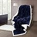 LANGRIA Sherpa Blanket Super Soft Warm Breathable Lightweight Reversible Bed or Couch Throw Fleece Blanket Eco-Friendly Easy Care for Winter (60 x 80 inches Twin Size, Navy Blue)