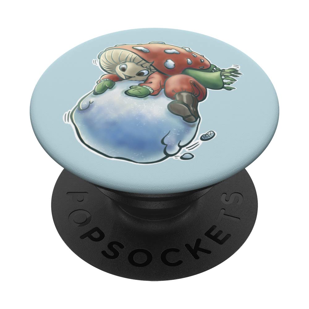 Snow Mush Fun Guy Mushroom Fungus w/ Snowball Mycology Lover PopSockets Swappable PopGrip
