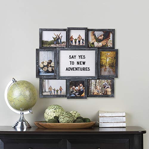 MELANNCO Customizable Letter Board with 8-Opening Photo Collage, 19-Inch-by-17-Inch, Black