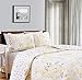 Great Bay Home Floral King Quilt Set with Shams, Yellow Floral Bedding Set, All-Season, Lightweight Bedspread. Reversible. Farmhouse Bedding. (King, Helene)