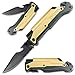 OUTXPRO Pocket Knife with Flashlight, Fire Starter, Bottle Opener and Saw Blade – Gold