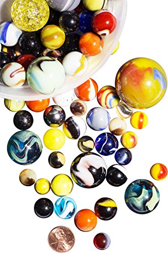 My Toy House Glass Marbles with Portable Container (Assorted Sizes and Colors)