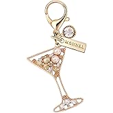 MONNEL MC573 Little Crystal Cocktail Lobster Clasp Charm for Women with Velvet Bag (Brown,1 Piece)