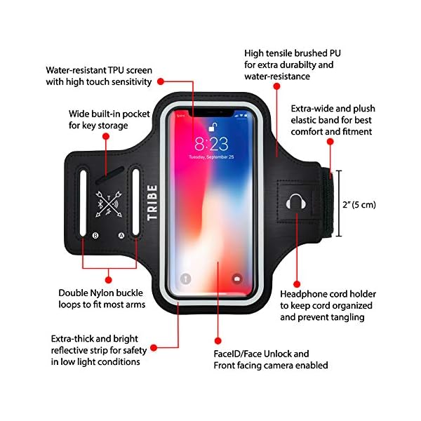 TRIBE Water Resistant Cell Phone Armband Case Running Holder for iPhone Pro Max Plus Mini SE (13/12/11/X/XS/XR/8/7/6/5… - Imagen 4