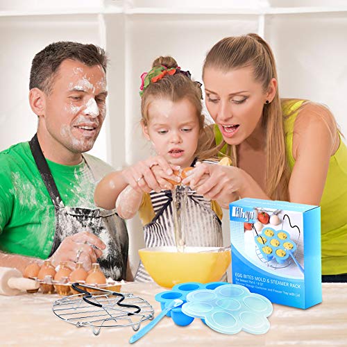 Hhyn Silicone Egg Bites Molds and Steamer Rack Trivet with Heat Resistant Handles for Instant Pot Accessories 6 Qt & 8 Qt Pressure Cooker, Baby Food Freezer Trays Food Storage Containers with Spoon - Thumbnail 6