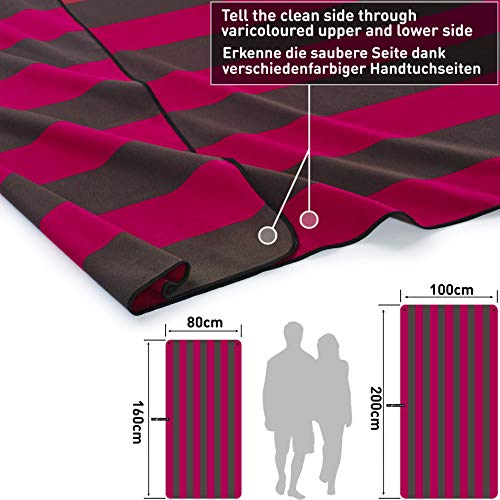 Strandhanddoek XXL 200 x 90 cm - strandlaken 90 x 200, handdoek groot 90 x 200, badlakens groot (Wijnrood - Donkergrijs) - Image 3
