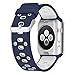 UMTELE Soft Silicone Replacement Band Sport Strap with Ventilation Holes for Apple Watch Nike+, Series 2, Series 1, Sport, Edition, Blue/White