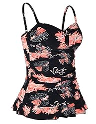 Hilor Women's 50's Retro Ruched Tankini Swimsuit