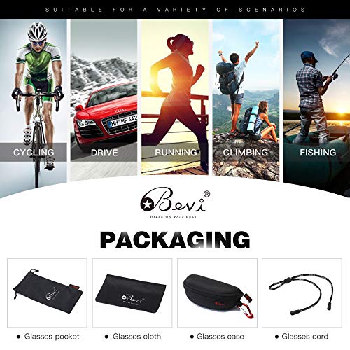 Bevi Polarized Sports Sunglasses Ultralight TR90 Frame Glasses Flexible