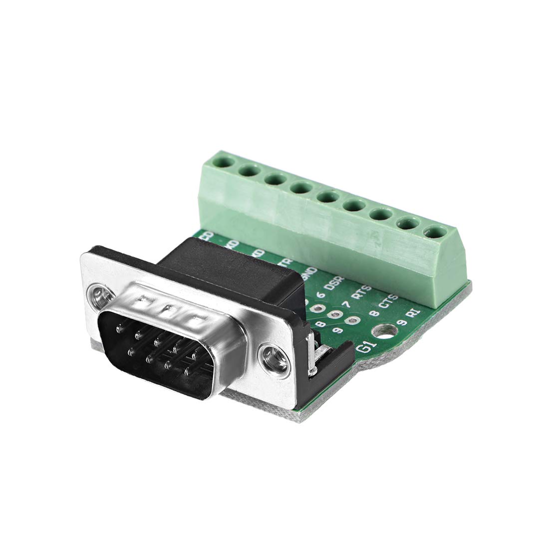 sourcing map D-sub DB9 Breakout Board Connector 9 Pin 2 Row Male RS232 Serial Port Solderless Terminal Block Adapter