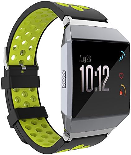 For Fibit Ionic Watch Bands, Soft Silicon Replacement Adjustable Wristband Sport Band For Fibit Ionic Smart Watch, Black+Yellow