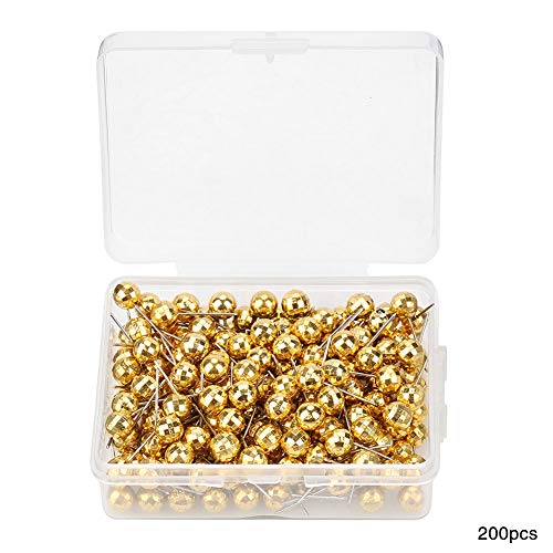 200pcs Polyhedron Faceted Plastic Pushpin Thumbtack Pins Decorative DIY Marking Tool(Gold) - Thumbnail 7