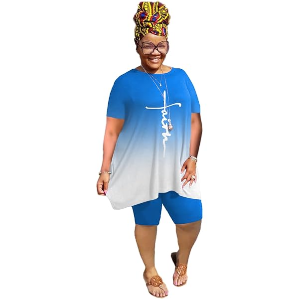 YeGine Women Plus Size 2 Piece Outfits Casual Short Togo