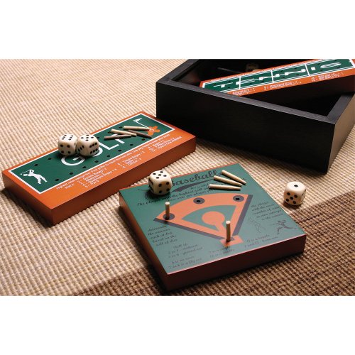 Christion 6 Classic American Sports Wood Board Peg Game Set - Bowling, Baseball, Tennis, Basketball, Golf, and Football - 7 Inch