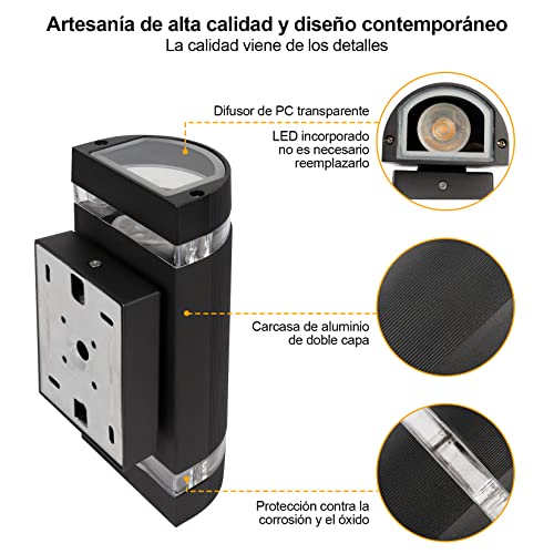 YNXing lampara exterior de Montado en la pared, 2 piezas Apliques de Pared Exterior Semicircular, Cuerpo de la lámpara de aluminio, Bombillas GU10 reemplazables, estanqueidad IP65