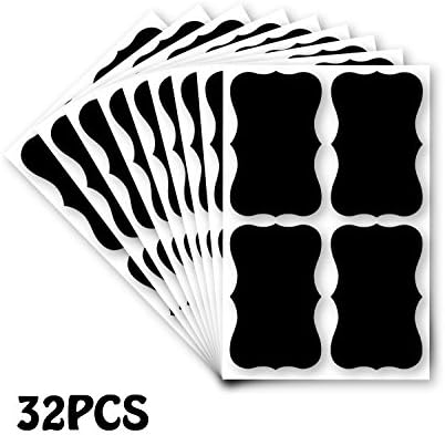 32pcs Black Removable Reusable Chalkboard Sticker Labels Contact Paper For Jars, Food, Spice, Glasses, Office Easily Organize by HEARTFEEL(big size)