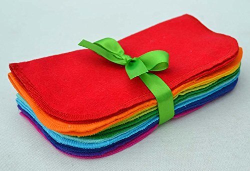 Full Rainbow Set-2 Ply Color Flannel Washable Napkins 8x8 inches 10 Pack - Little Wipes (R)