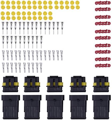 Cather Store 4 Pin Way Waterproof Electrical Wire Connector Plug - 5 Sets
