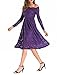Abby&Mavis Women Vintage Floral Lace Long Sleeve Off Shoulder A Line Swing Dress
