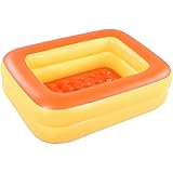 HIWENA Inflatable Kiddie Pool, 45" Orange Kids Swimming Pool Summer Water Fun Bathtub with Inflatable Soft Floor