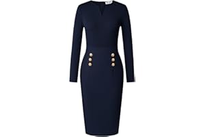GRACE KARIN Women's 2025 Fall Henly V Neck Business Work Dress Long Sleeve Bodycon Midi Elegant Office Sheath Dress