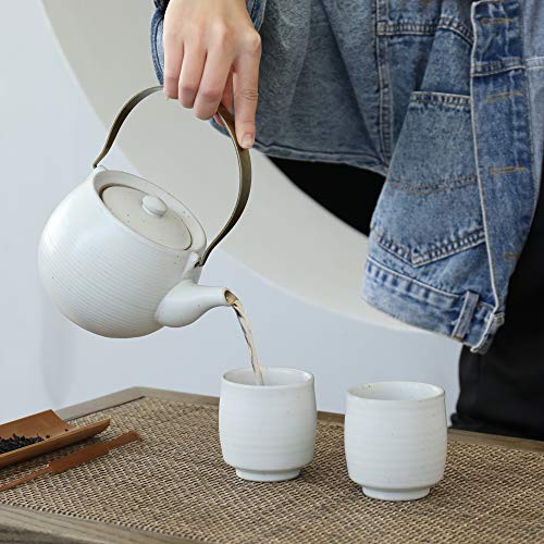 TEANAGOO TC07, Pottery China Tea Cup For W07, 5.8 oz, Ruware, White, 4 pcs/Box