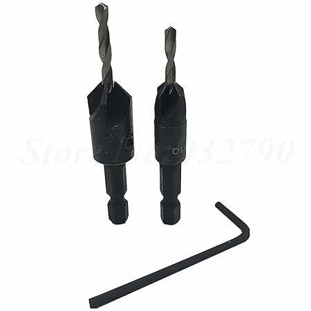 Generic 2pc Screws Countersink Bit Set Countersink Drill Bit Set Hss6542 Bit Counter Sink 1/4 Hex Shank Wood Cut Quick Change Drill Bits