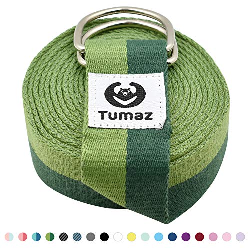 Tumaz Yoga Strap/Stretch Bands [15+ Colors, 6/8/10 Feet Options] with Extra Safe Adjustable D-Ring Buckle, Durable and Comfy Delicate Texture – Best for Daily Stretching, Physical Therapy, Fitness