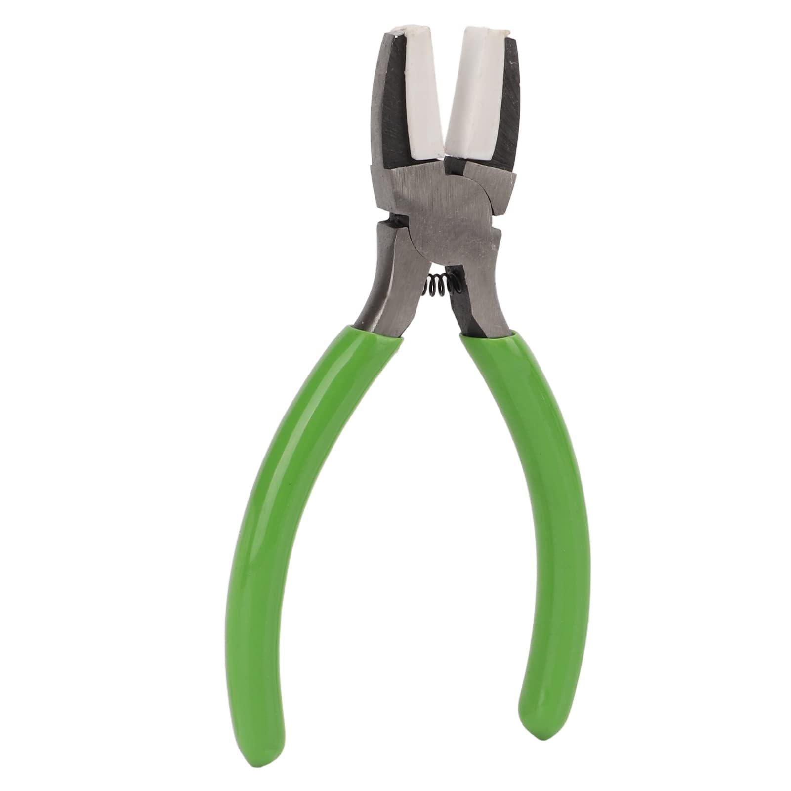 Nylon Jaw Pliers for Jewelry Making, Non Marring Flat Nose Pliers for Beading, Wire Looping and Shaping, Carbon Steel Craft Pliers with Comfort Grip