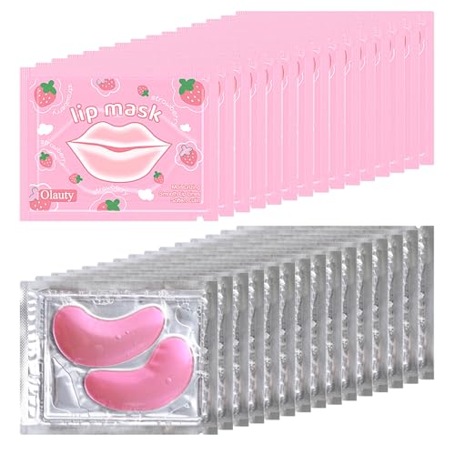 30 Pairs Eye Masks & Lip Masks, Crystal Collagen Under Eye Patches for Puffy Eyes, Moisturizing Lip Mask Pink Pads, Reducing Fine Lines, Party Favors, Christmas Gifts, Bulk Gifts, Stocking Stuffers