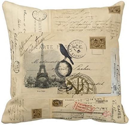 B Lyster shop Paris Crow Globe French #2516W Cotton &amp; Polyester Soft Zippered Cushion Throw Case Pillow Case Cover