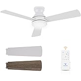 Vagizm 42" Ceiling Fan Flush Mount: Low Profile with Light and Remote - Quiet Reversible DC Motor - Light Memory Function & 3