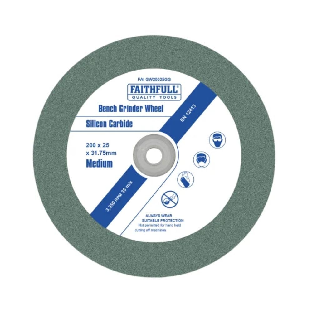 Faithfull GW20025GG General Purpose Grinding Wheel 200 x 25mm - Green Grit