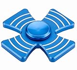 Hand Fidget Spinner High Speed Finger Cross spinners Stainless Steel Bearing fidget Toy for Adults Kids for Relieving Stress Anxiety ADHD Focus Boredom (Blue)
