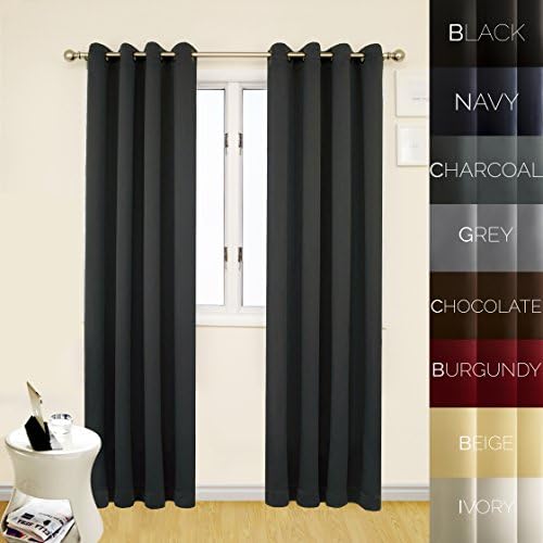 Prestige Home Fashion Thermal Insulated Blackout Curtain - Antique Bronze Grommet Top - Charcoal - 52"W x 108"L, 1 Panel