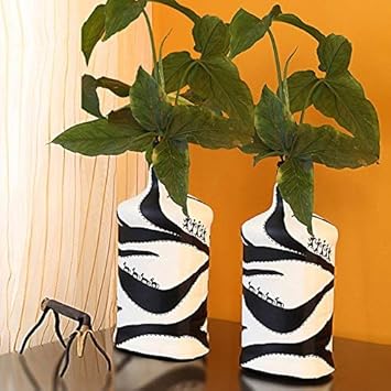 ExclusiveLane 6 Inch Terracotta Handpainted Warli Matki Shaped Decorative Vase in Red -Flower Pots Home Decorative Pieces Gift Item