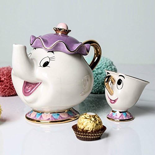 New Arrival Cute Cartoon Beauty And The Beast Teapot Mug Mrs Potts Chip Cup Tea Pot Cup Set