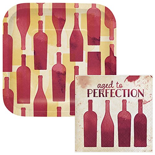 Aged to Perfection Wine Dessert Plates & Napkins Party Kit for 8