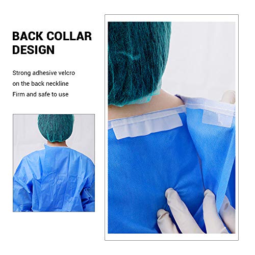 LyncMed Disposable Surgical Gowns, Non woven 43gsm, Splash Resistant, Latex Free, Blue, Pack of 10 (Medium)