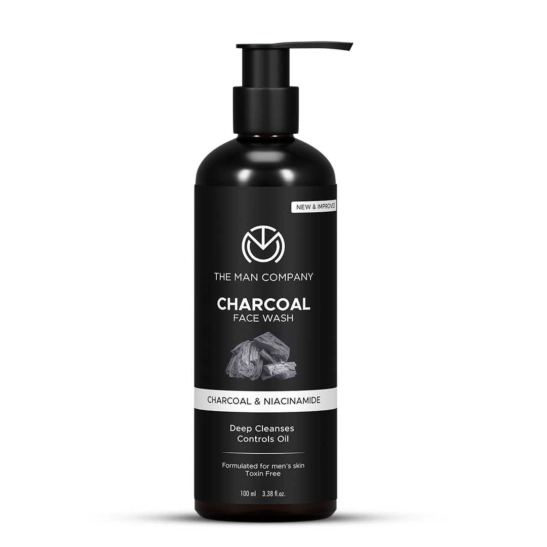 The Man Company Charcoal Face Wash for Oily Skin - Face Wash Men,100 ml - Purifying, Anti Aging, Charcoal Cleanser with Argan & Ylang Ylang