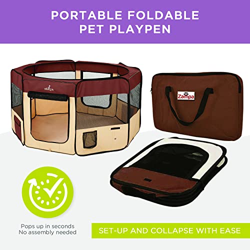 Zampa Dog Playpen Medium 45"x45"x24" Pop Up Portable Playpen for Dogs