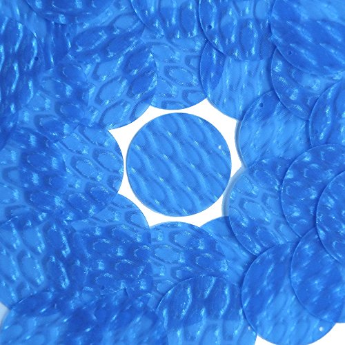 3D Blue Round 30mm Dimensional Reflector Sequin Paillettes. Made in USA. Loose sequins for display, accents, applique, arts, crafts, and embellishment.