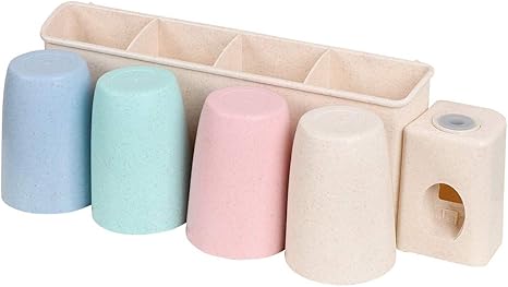 Amazon Co Jp Dynilao 歯ブラシホルダー 多機能歯ブラシ収納スタンド電動歯ブラシ用省スペース 歯磨き粉オーガナイザー ベージュ ブルー Diy 工具 ガーデン