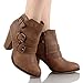 Forever Women's Buckle Strap Block Heel Ankle Booties, Tan 9