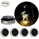 4 Pack - Solar Mason Jar Lights - Mason Jar Solar Lights Screw on Silver Lids - Soft Warm White - Best for Mason Jar Decor (Warm White)