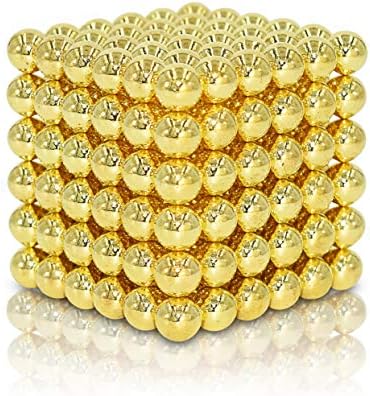 MagneBalls 5MM Magnetic Ball Set Perfect for Jewlery, Crafts, Education and Intelligence Development- Desk Sculpture Toy Provides Relief for Office Stress, ADHD, Autism, and Anxiety (Gold)