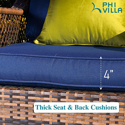 PHI VILLA Outdoor Wicker Patio Furniture Set 3 Piece, 2 Rattan Swivel