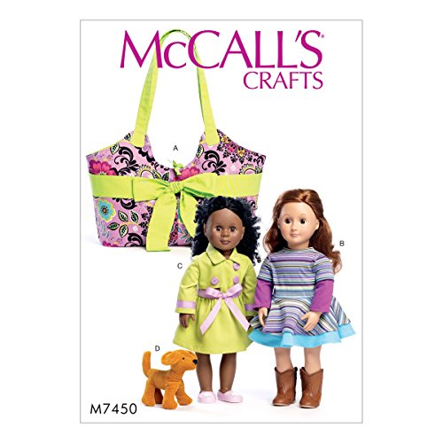 MCCALLS M7450 Carrier Bag, Trenchcoat, Dress and Puppy for 18" Doll SEWING PATTERN